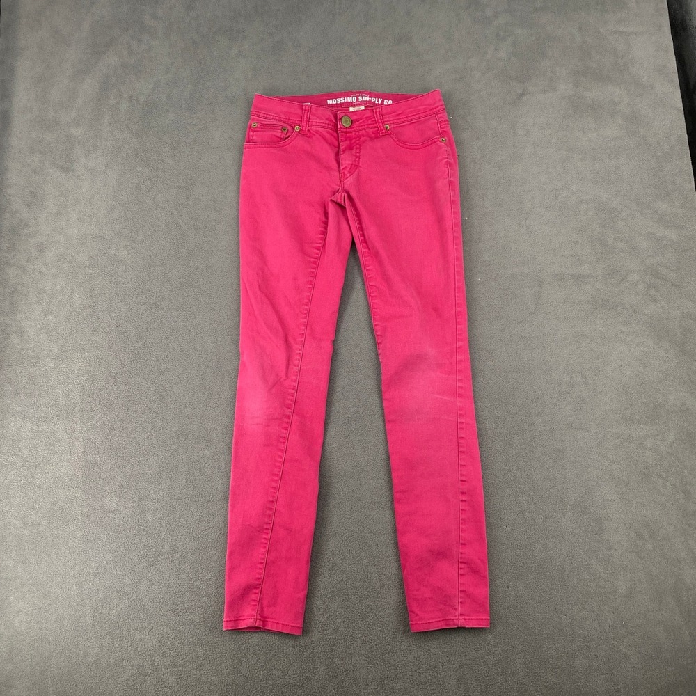 Mossimo Supply Co Womens Pink Skinny Low Rise Pants Size 1 Fit 6 Stretch Twill